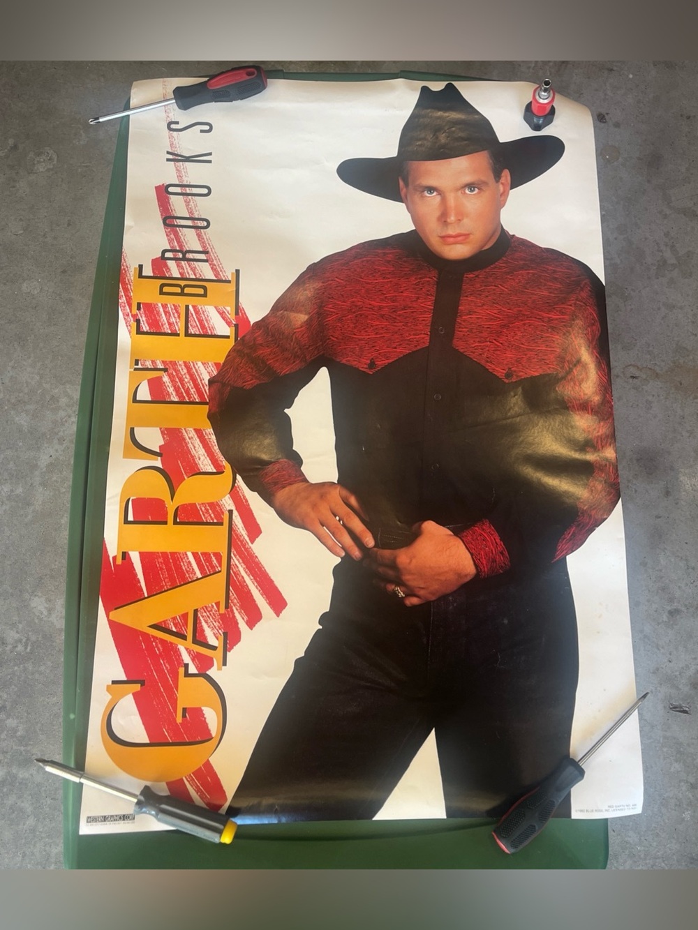 Vintage Garth Brooks Poster Western Graphics Blue Rose Inc 1992 31x22” Country